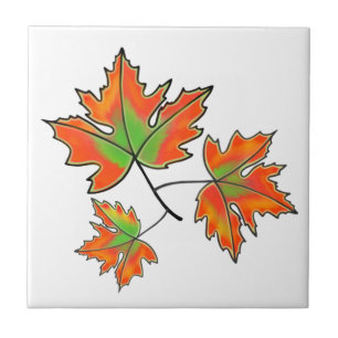 Orange Maple Leaf Ceramic Tile