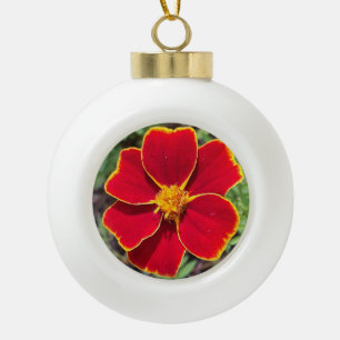 Orange Maragold Ceramic Ball Christmas Ornament