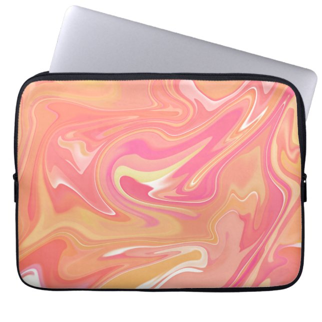 Orange Marble Laptop Case (Front)