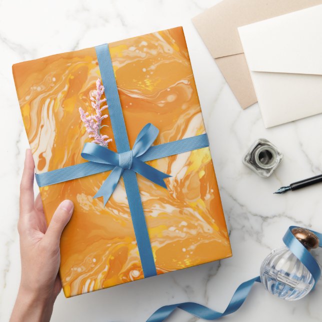 Orange marble liquid style pattern wrapping paper (Gifting)