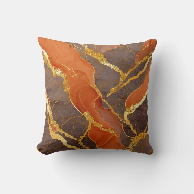 Orange Marble Pattern with Gold Cushion (Front)