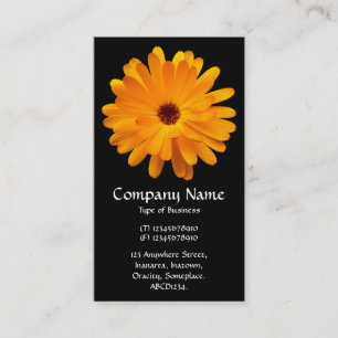 Orange Marigold - Black Business Card