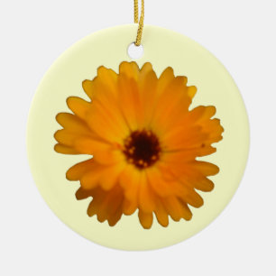 Orange Marigold Custom Birthday Ceramic Tree Decoration