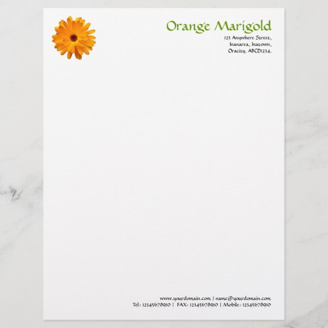Orange Marigold Customized Letterhead (Front)