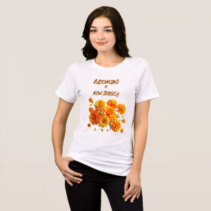 ORANGE MARIGOLD FLORAL WHITE ORANGE SPRING WOMEN'S Tri-Blend SHIRT