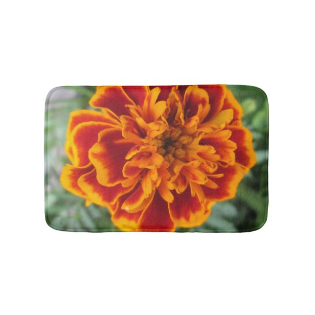 Orange Marigold Flower Bath Mat (Front)