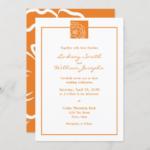 Orange Marigold Flower Floral Wedding Invitation