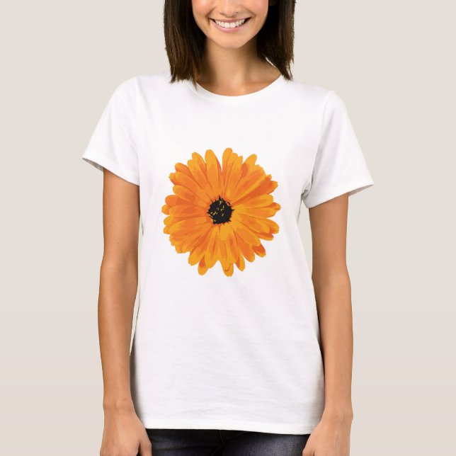 Orange Marigold Flower Graphic T Shirt. T-Shirt (Front)