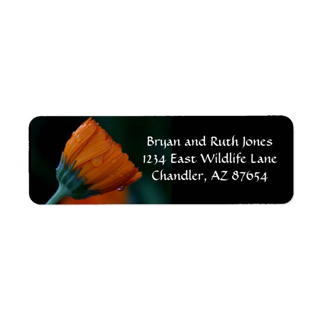 Orange marigold label return address label (Front)