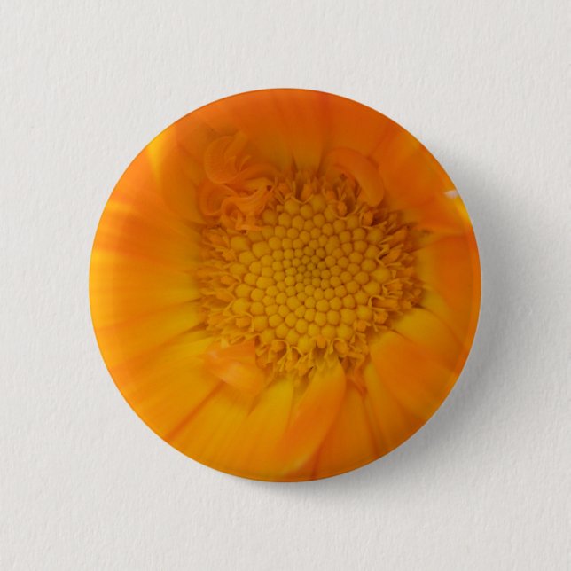 Orange Marigold Macro Button (Front)