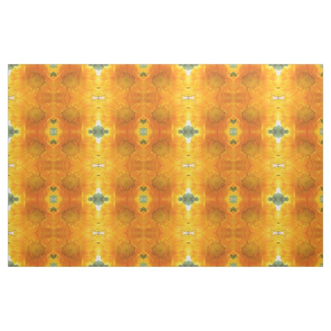 Orange Marigold Macro Floral Patterned Fabric (Fat Quarter)