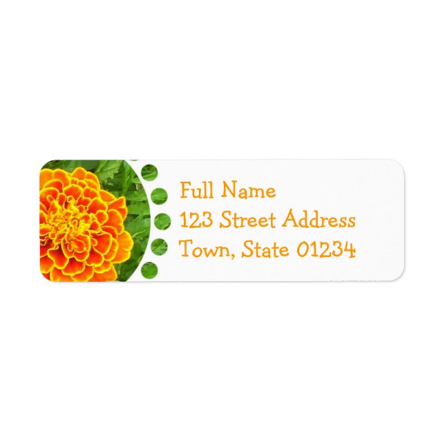 Orange Marigold Mailing Label Return Address Label (Front)