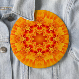 Orange Marigold Mandala 6 Cm Round Badge