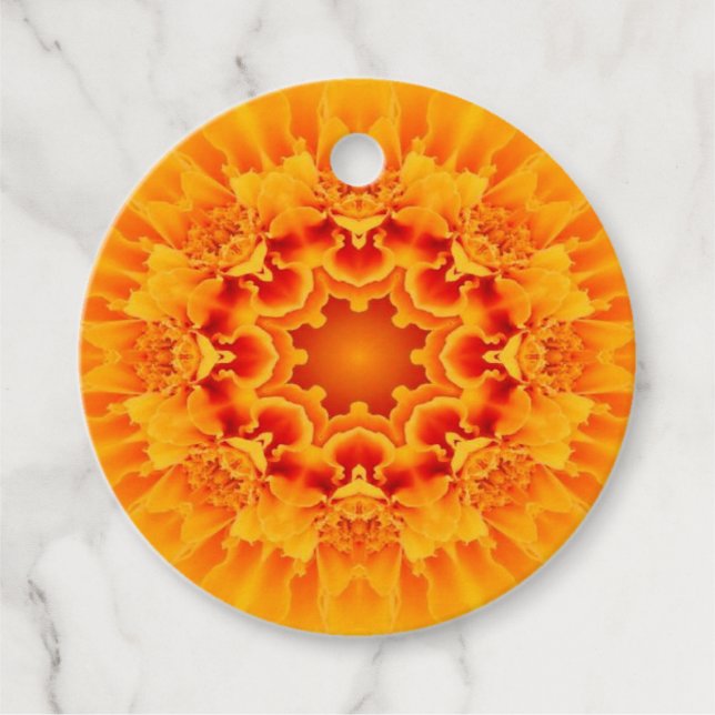 Orange Marigold Mandala Favour Tags (Front)