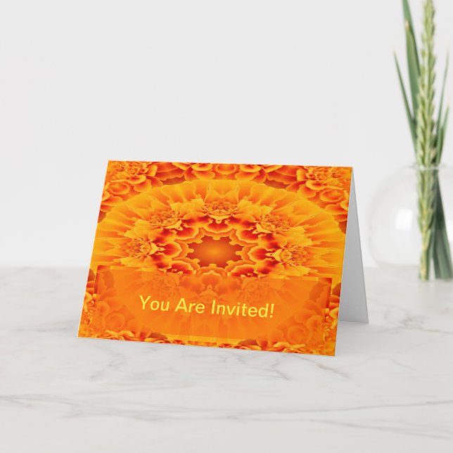 Orange Marigold Mandala Holiday Card (Front)