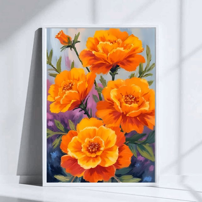 Orange Marigolds | October Flower Watercolor Poster (Creator Uploaded)