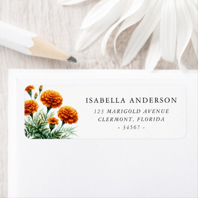 Orange Marigolds Return Address Label (Insitu)