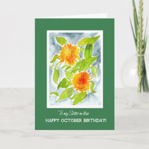 Orange Marigolds Sister-in-law's October Birthday Card