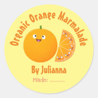 Orange marmalade cute cartoon produce label