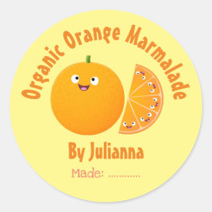 Orange marmalade cute cartoon produce label