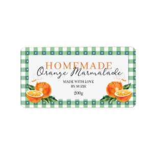 Orange Marmalade Jar Label Personalised Gingham 