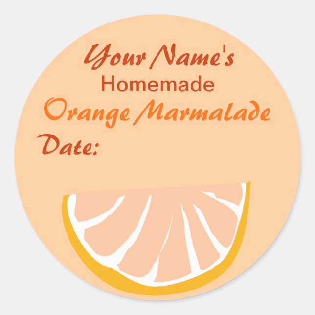 Orange Marmalade Personalised Jar Stickers Round (Front)