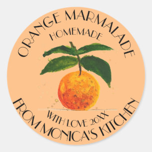 Orange marmalade Watercolor Fruit Kitchen Classic  Classic Round Sticker