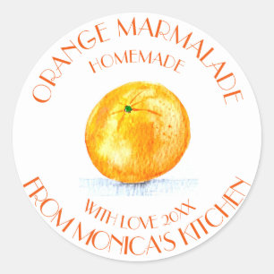 Orange marmalade Watercolor Fruit Kitchen  Classic Classic Round Sticker