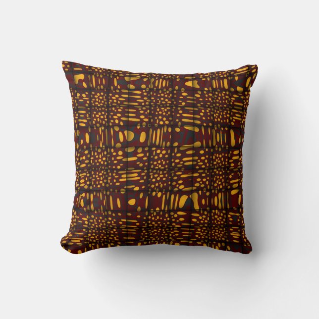 Orange Maroon Black Modern Zig Zag Abstract Pillow (Front)