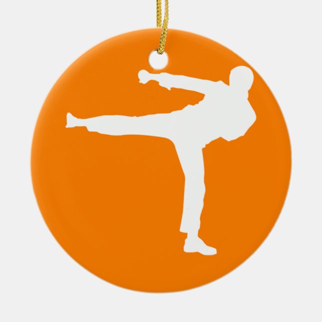 Orange Martial Arts Ceramic Ornament (Front)