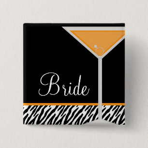 Orange Martini and Zebra Pattern 15 Cm Square Badge