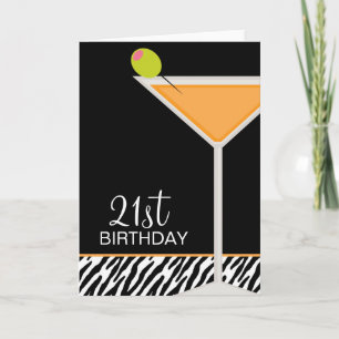 Orange Martini and Zebra Pattern Card