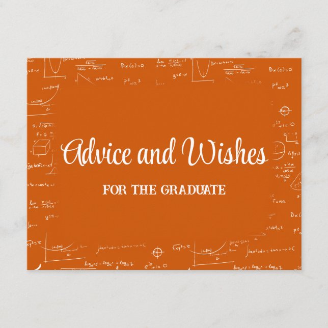 Orange Math Graduation Party Advice for Graduate Enclosure Card (Front)