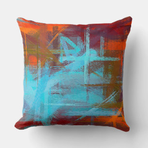 Orange Maya Blue Abstract Cushion