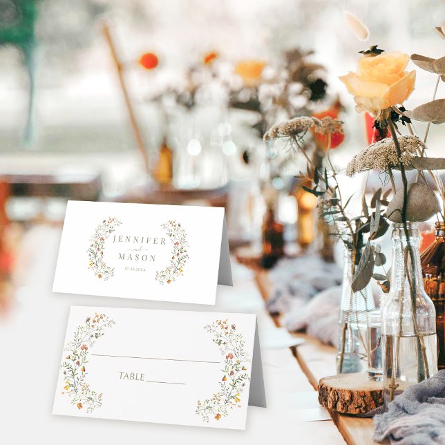 Orange Meadow Wild Flower Autumn Wedding  Place Card (Creator Uploaded)