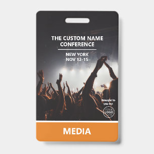 Orange Media Access Pass QR Code Custom Conference ID Badge