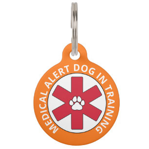 Orange Medical Alert Dog In Training Pet Tag