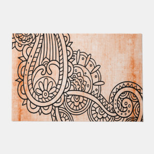 Orange Mehndi Motif Doormat