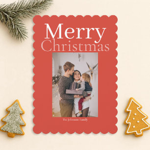 Orange Merry Christmas Personalized Family Photos Holiday Card