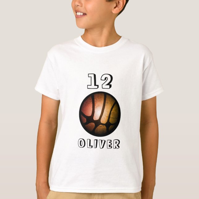 Orange Metallic Basketball Ball Boy T-Shirt (Front)