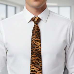 Orange  Metallic Tiger Stripes Fur Tie