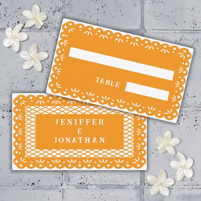 ORANGE MEXICAN PAPEL PICADO place card (Creator Uploaded)