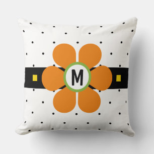 Orange Mid Century Modern Flower Power Cushion