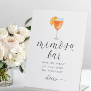 Orange Mimosa Bar Bridal Shower Sign Watercolor