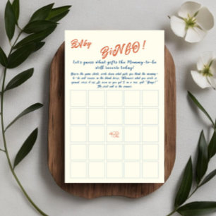 Orange Minimalist Gender Neutral Baby Bingo Game