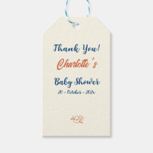 Orange Minimalist Gender Neutral Baby Shower Gift Tags