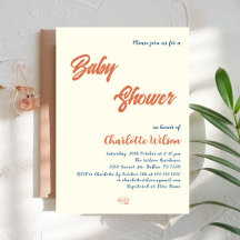 Orange Minimalist Gender Neutral Baby Shower