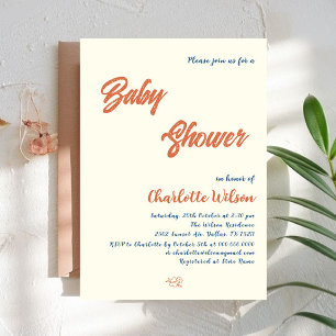 Orange Minimalist Gender Neutral Baby Shower Invitation