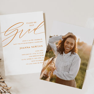 Orange Minimalist Graduation Party Invitation