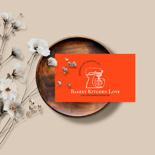Orange minimalist modern design for bakery business card